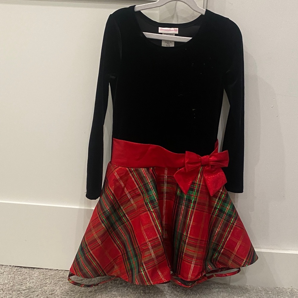 Bonnie Jean Black and Red Plaid Formal Dress